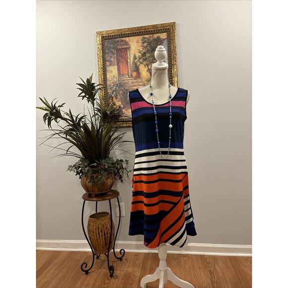 MSK Dresses & Skirts - MSK Women’s Jersey Dress Size Large Striped Sundress Sleeveless Scoop Neck